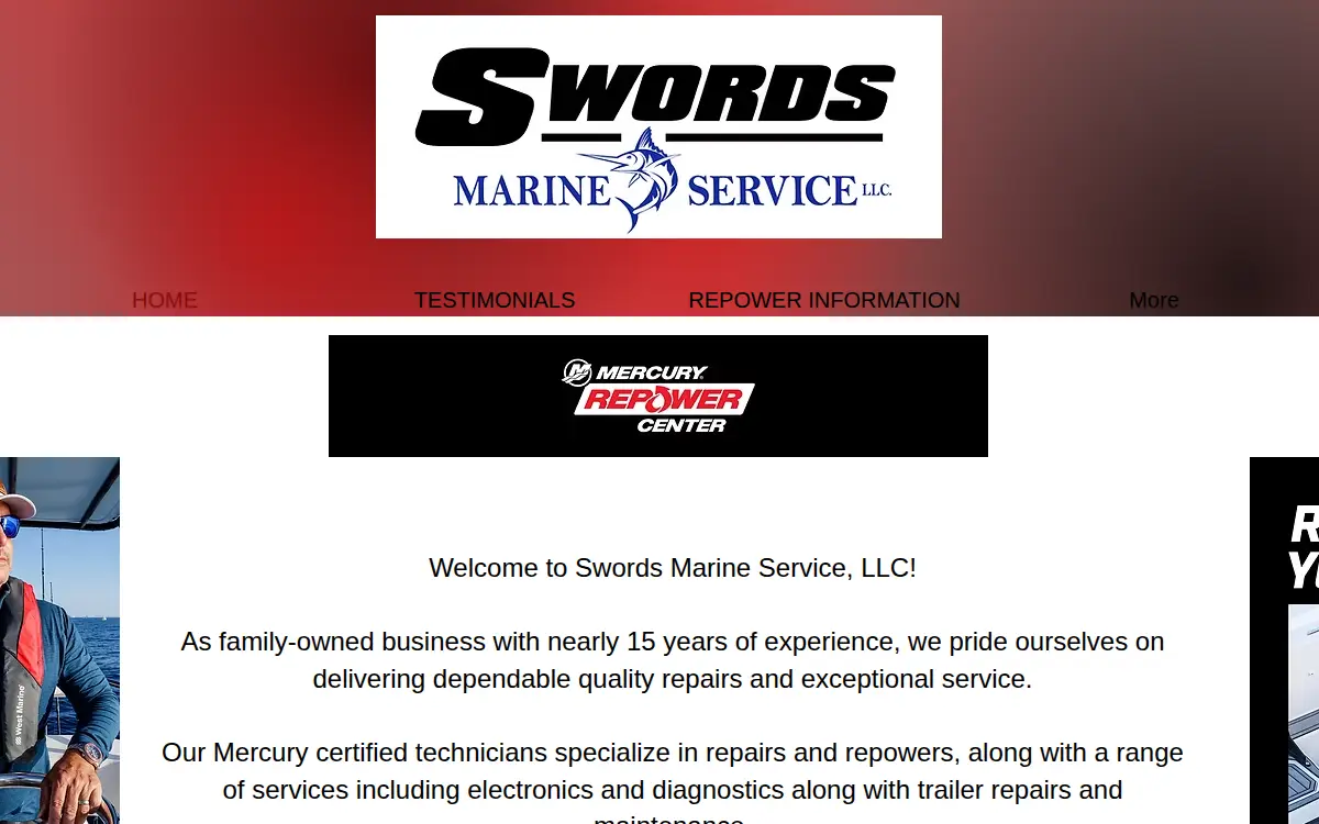 Homepage of Swords Marine Service, LLC