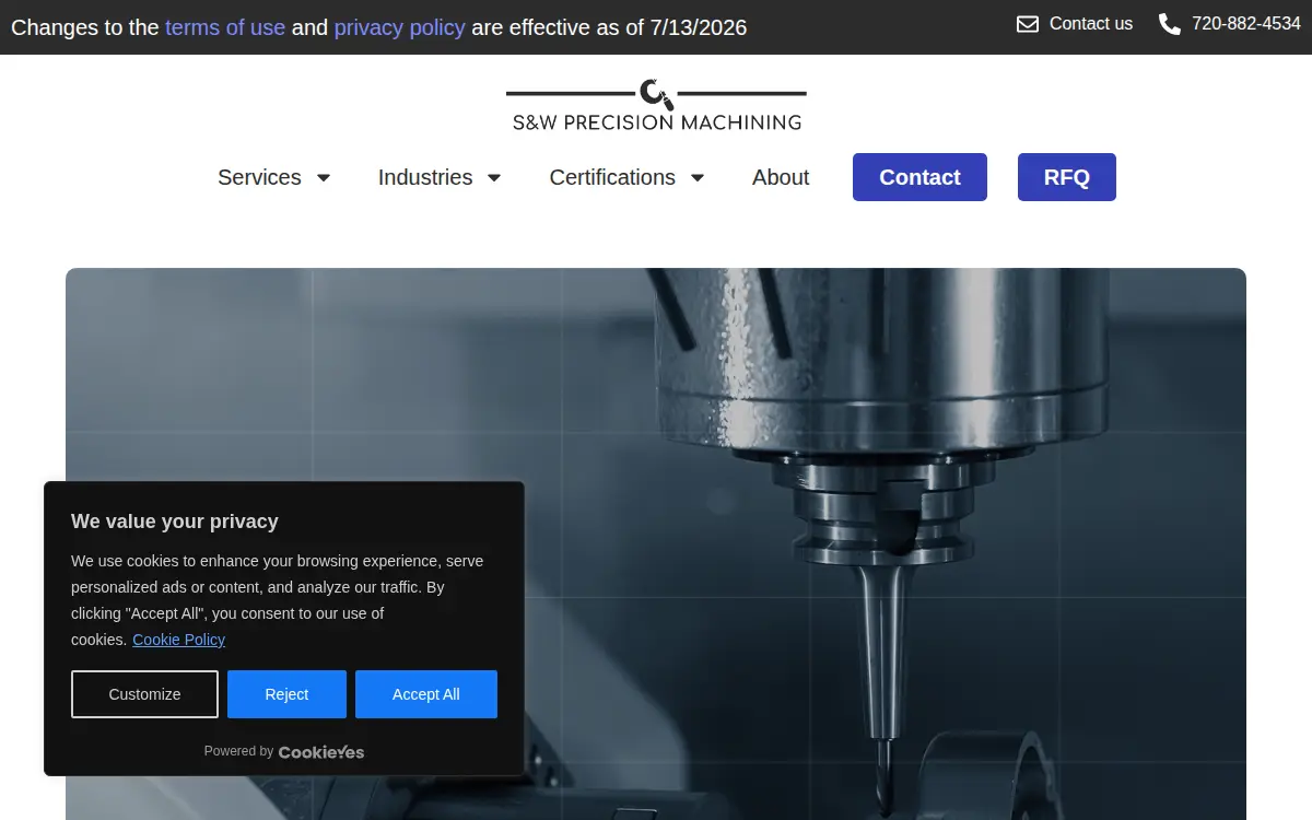 Homepage of S & W Precision Machining LLC