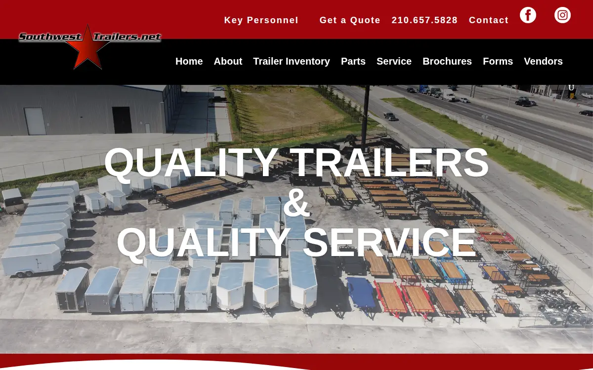 Homepage of San Antonio Southwest Trailers, LTD.