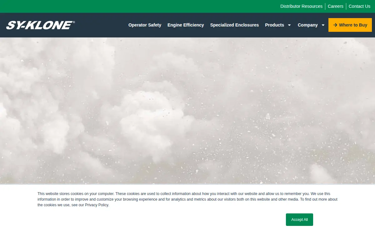 Homepage of The Sy-klone Company, LLC