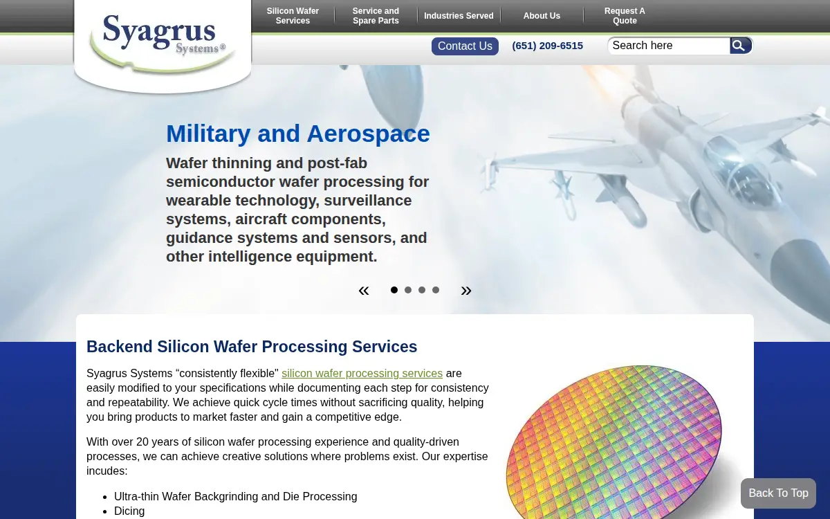 Homepage of Syagrus Systems, LLC