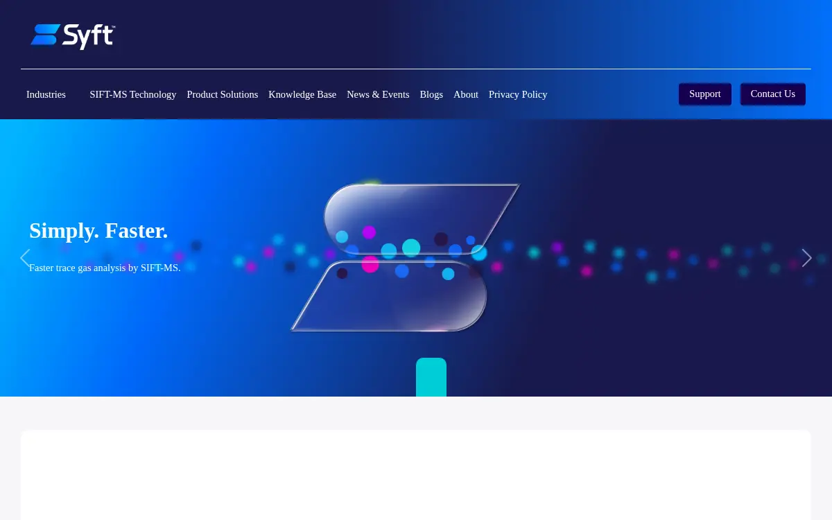 Homepage of Syft Technologies, INC.