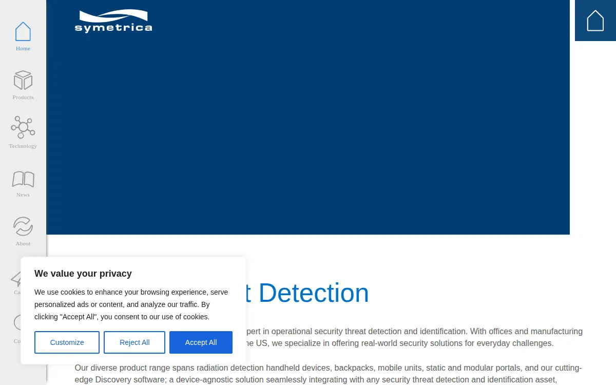 Homepage of Symetrica INC