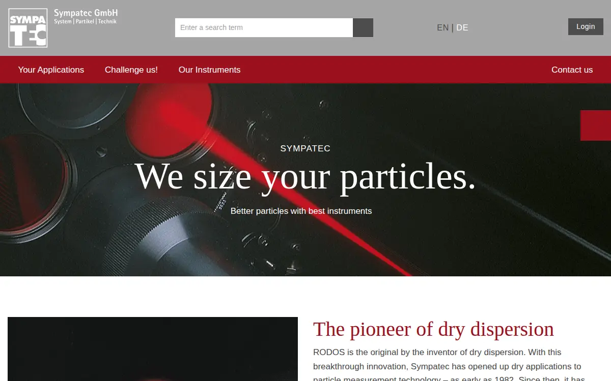 Homepage of Sympatec INC