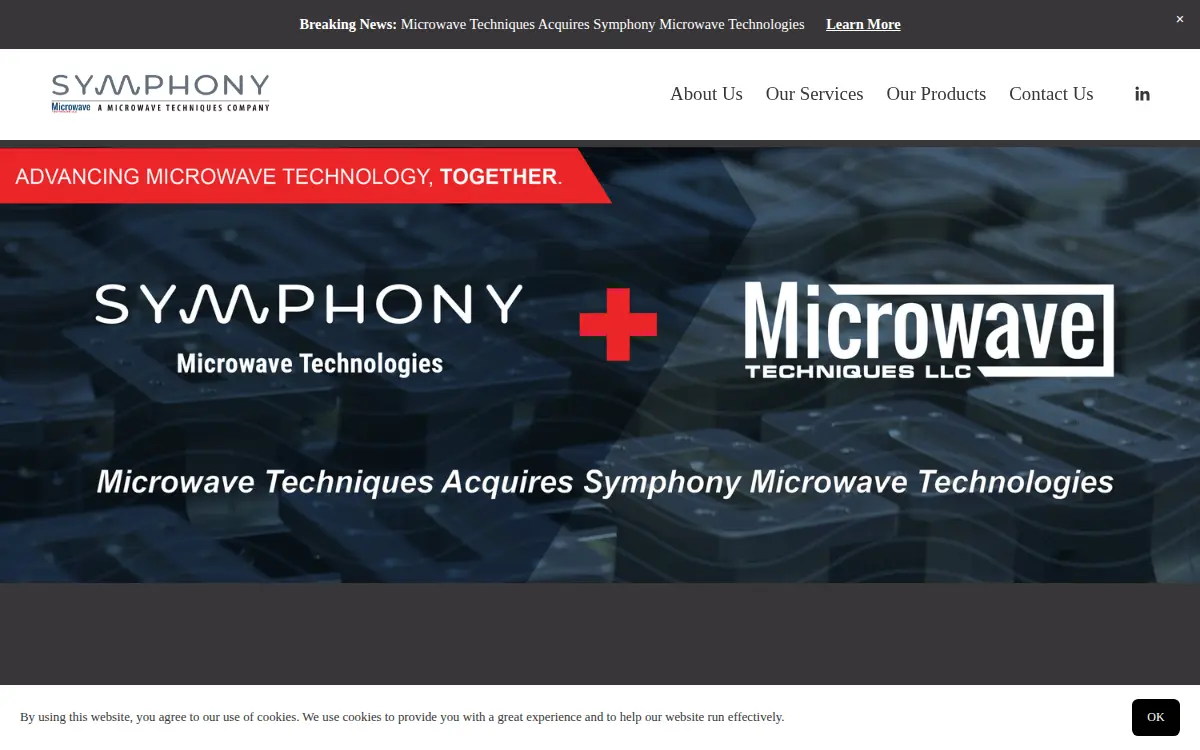 Homepage of Symphony Microwave Technologies, LLC