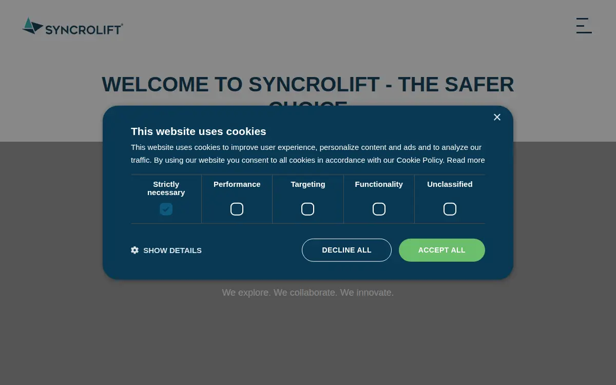 Homepage of Syncrolift INC
