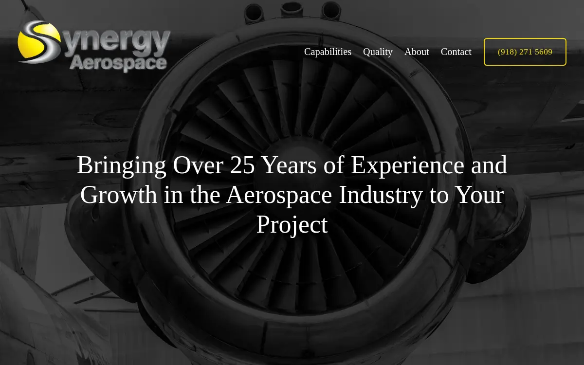 Homepage of Synergy Aerospace, LLC