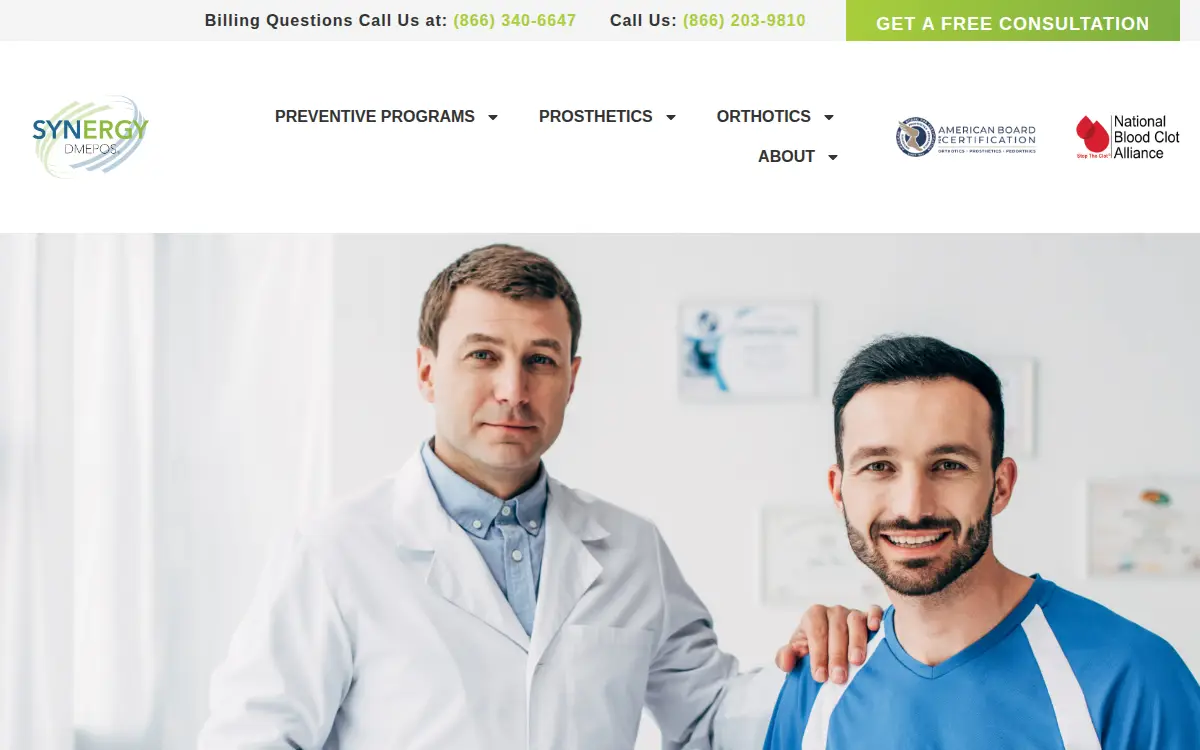 Homepage of Synergy Dmepos