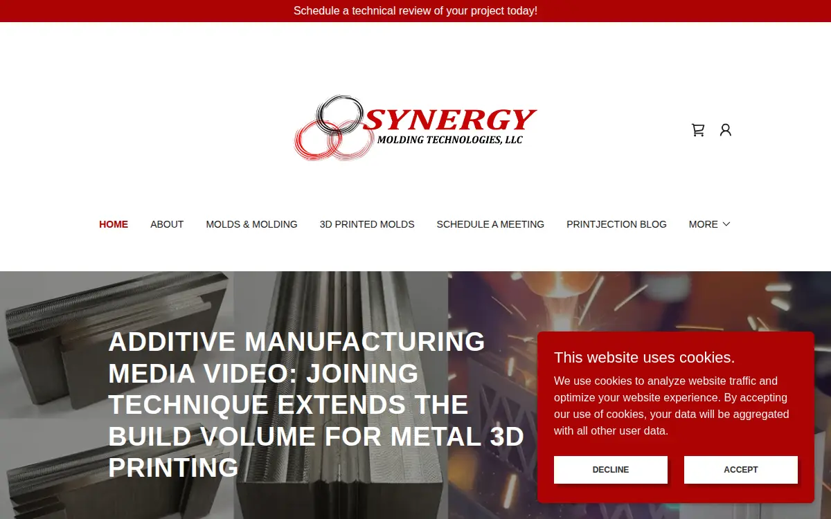 Homepage of Synergy Molding Technologies, LLC
