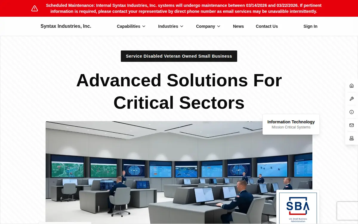 Homepage of Syntax Industries, INC.