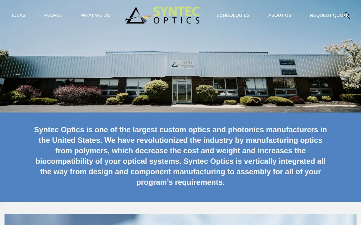 Homepage of Syntec Optics, INC.
