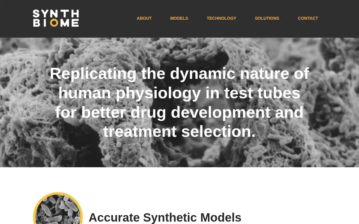 Homepage of Synthbiome INC.