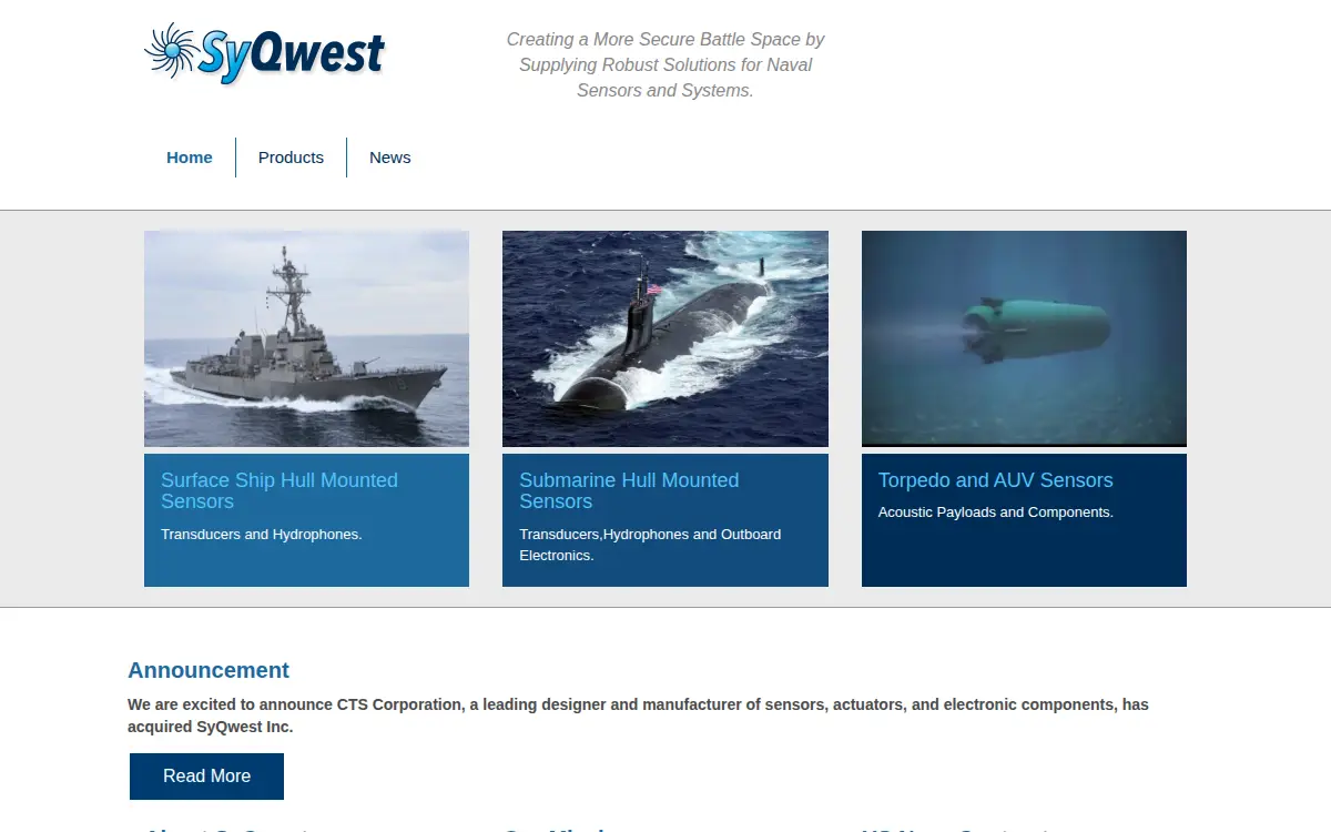 Homepage of Syqwest LLC