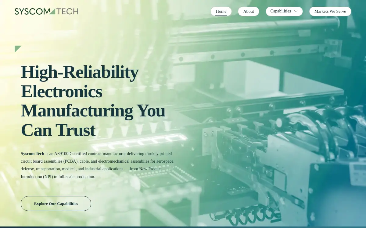 Homepage of Syscom Components LLC