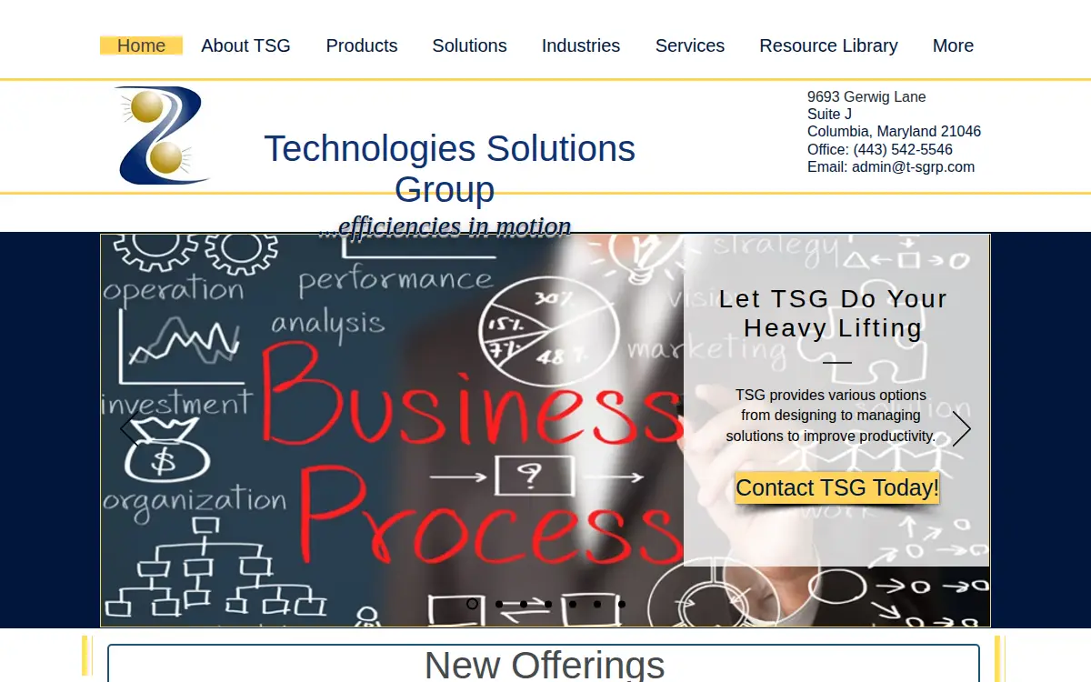 Homepage of Technologies Solutions Group LLC