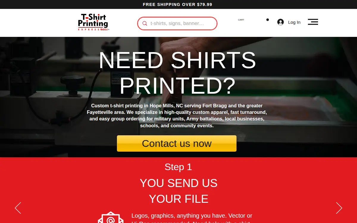 Homepage of T-shirt Printing Express CORP
