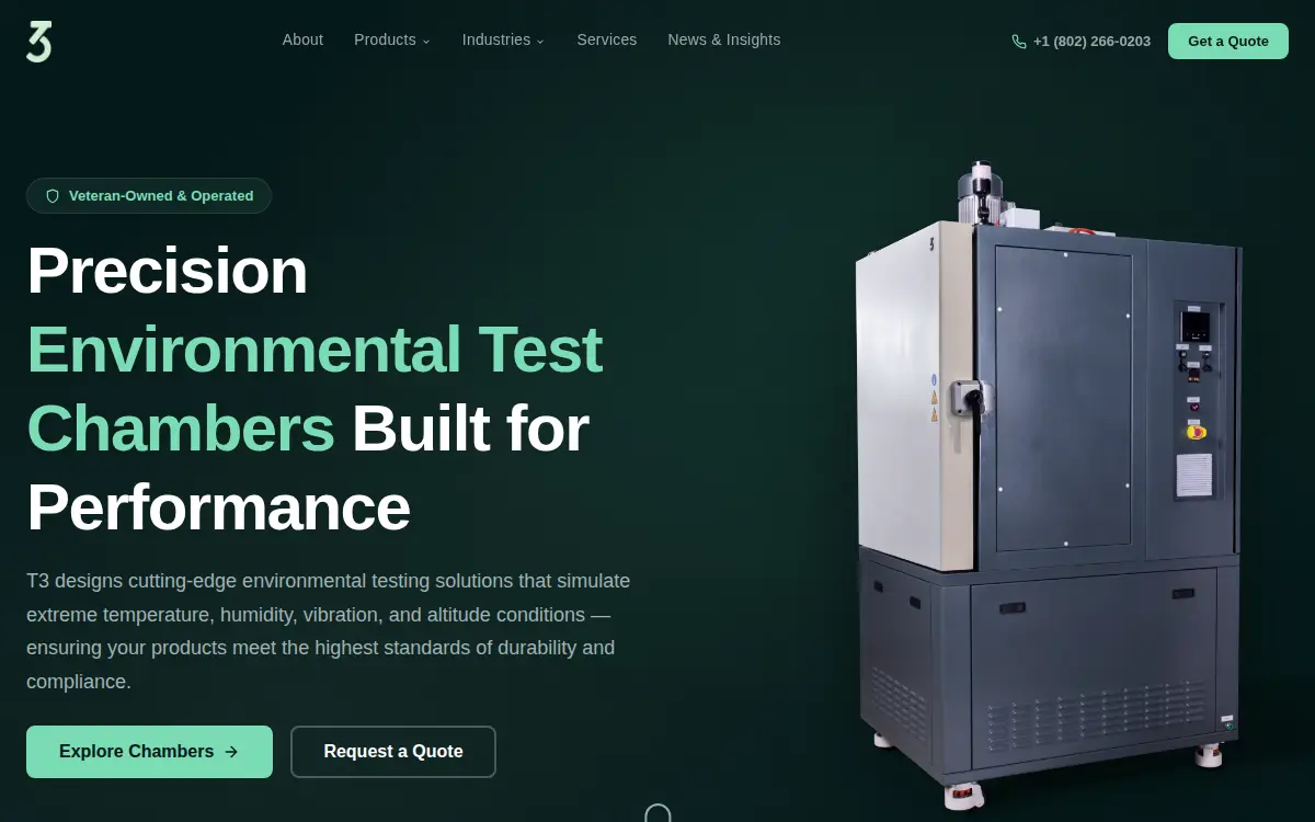 Homepage of Temperature Testing Technologies LLC