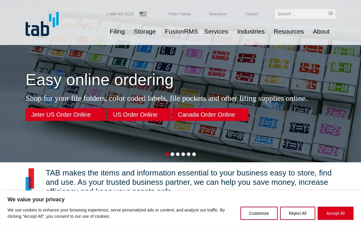 Homepage of Tab Products CO. LLC