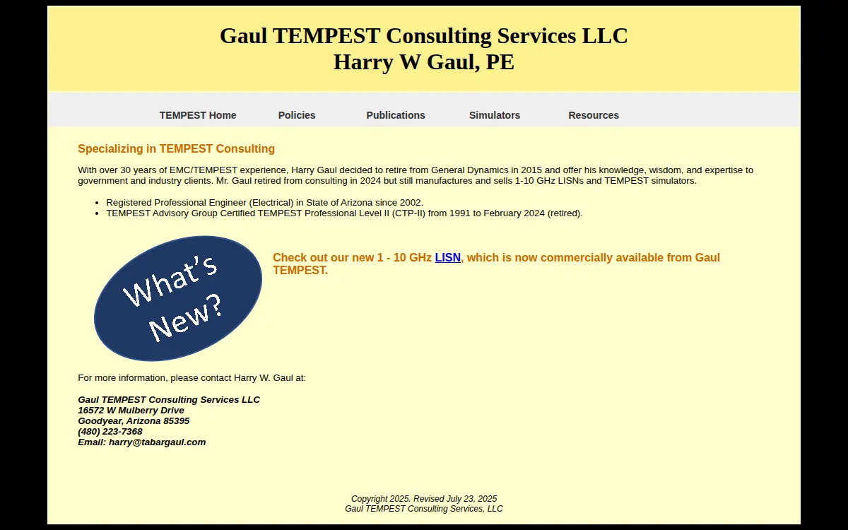 Homepage of Gaul Tempest Consulting Services LLC