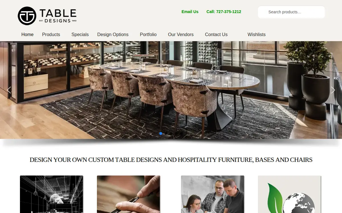 Homepage of Table Designs, LLC