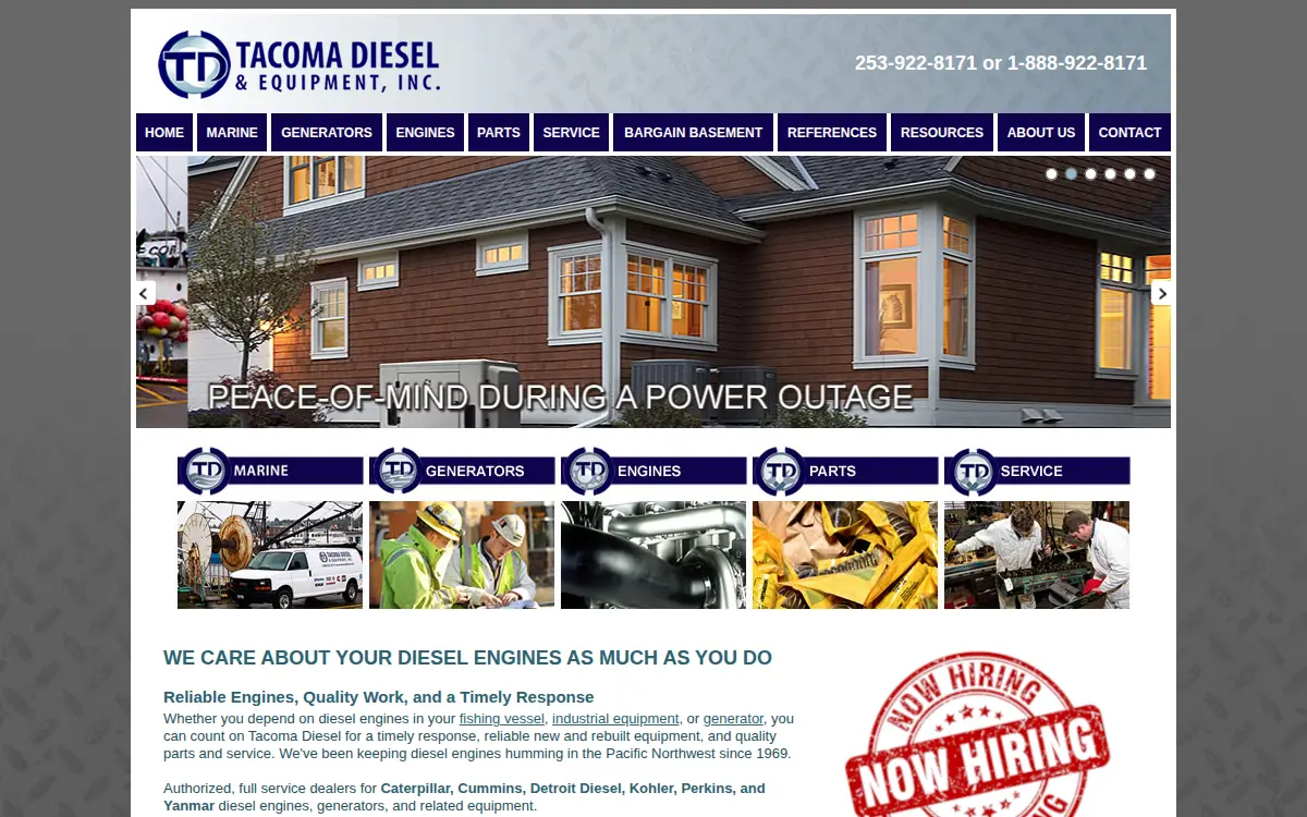 Homepage of Tacoma Diesel and Equipment, INC.