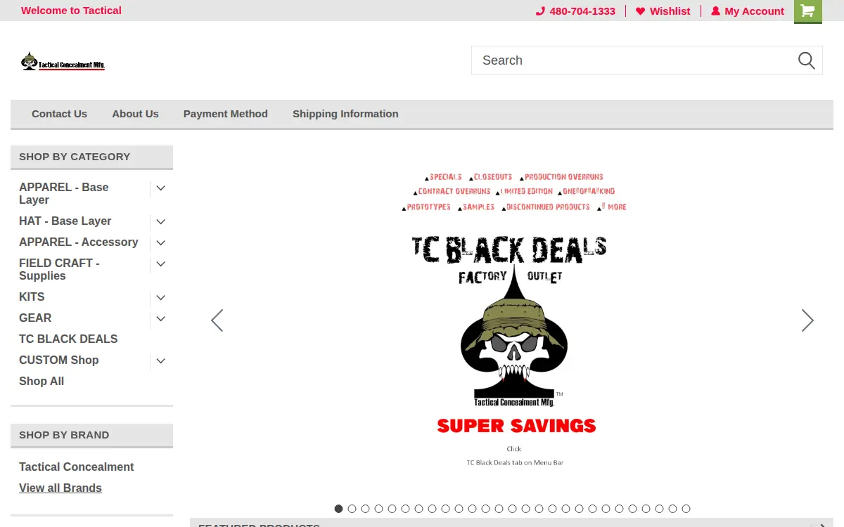 Homepage of Tactical Concealment LLC