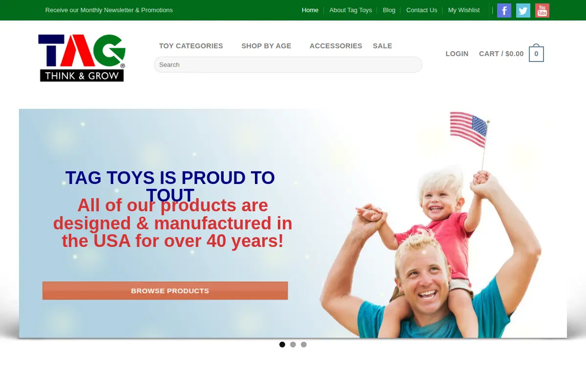 Homepage of Tag Toys, INC.