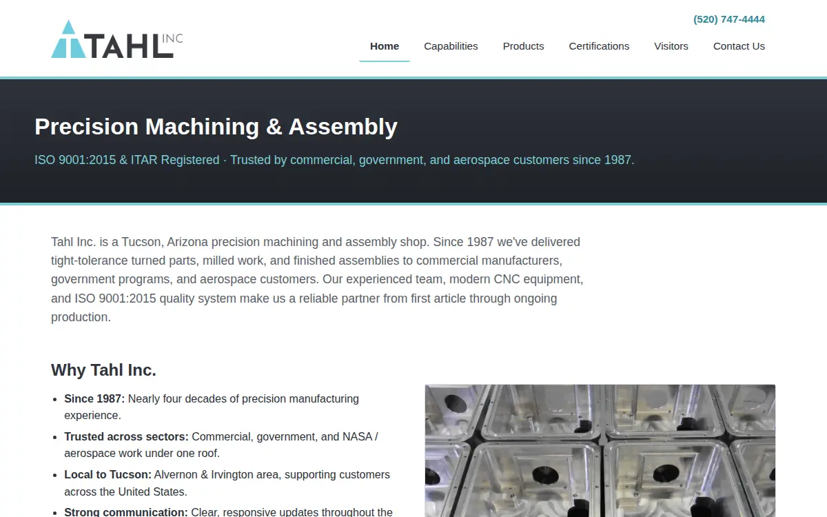 Homepage of Tahl, INC.
