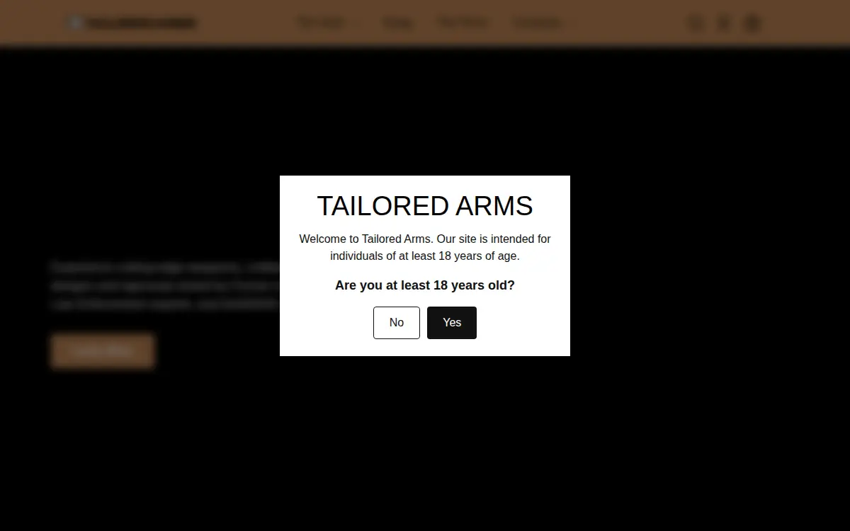 Homepage of Tailored Arms INC
