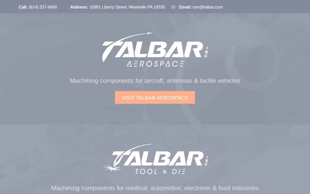 Homepage of Talbar INC