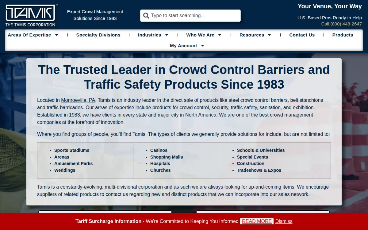 Homepage of Tamis Corporation