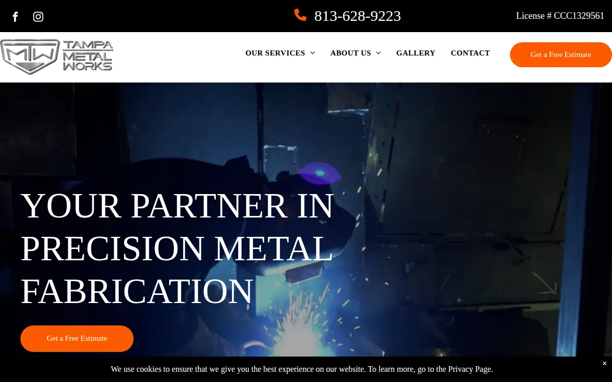 Homepage of Tampa Metal Works, INC