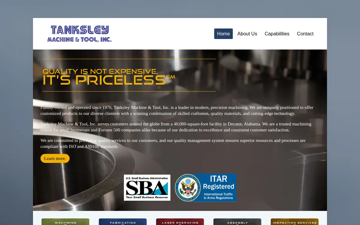 Homepage of Tanksley Machine & Tool, INC.