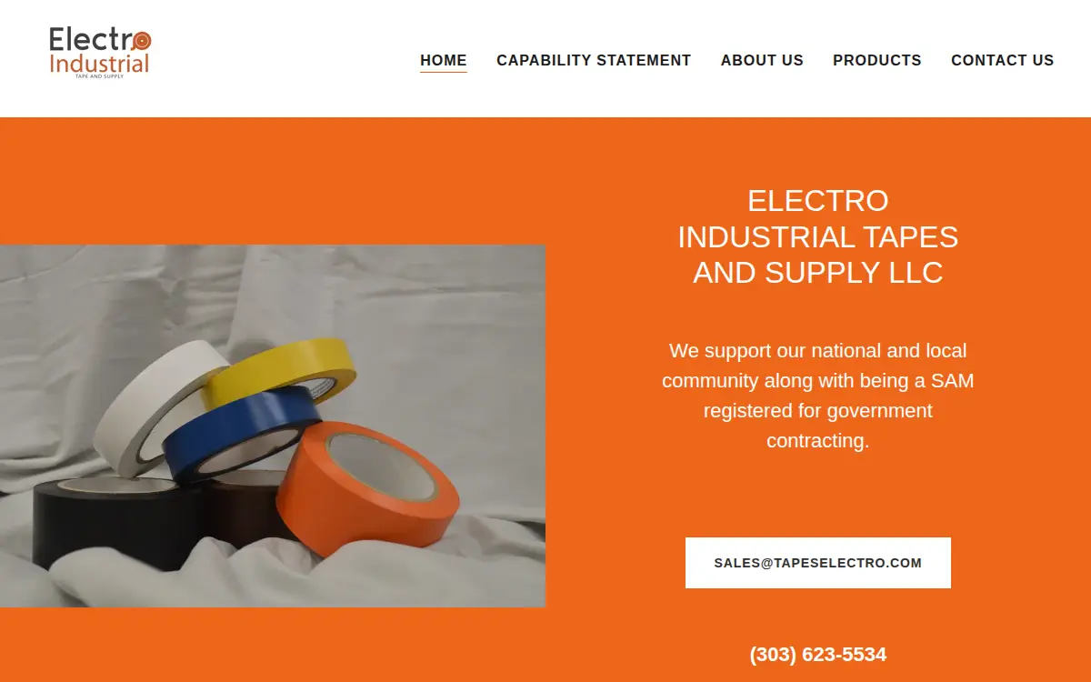 Homepage of Electro Industrial Tape and Supply LLC