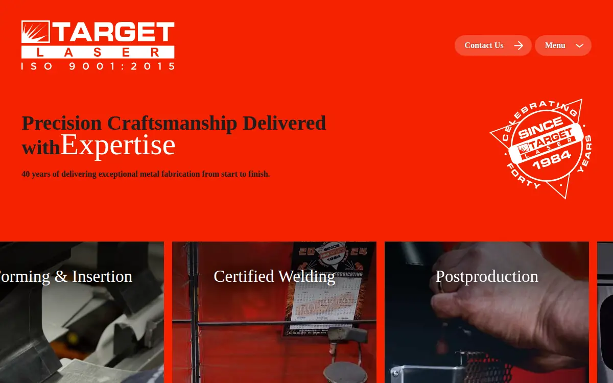 Homepage of Target Laser & Machining, INC.