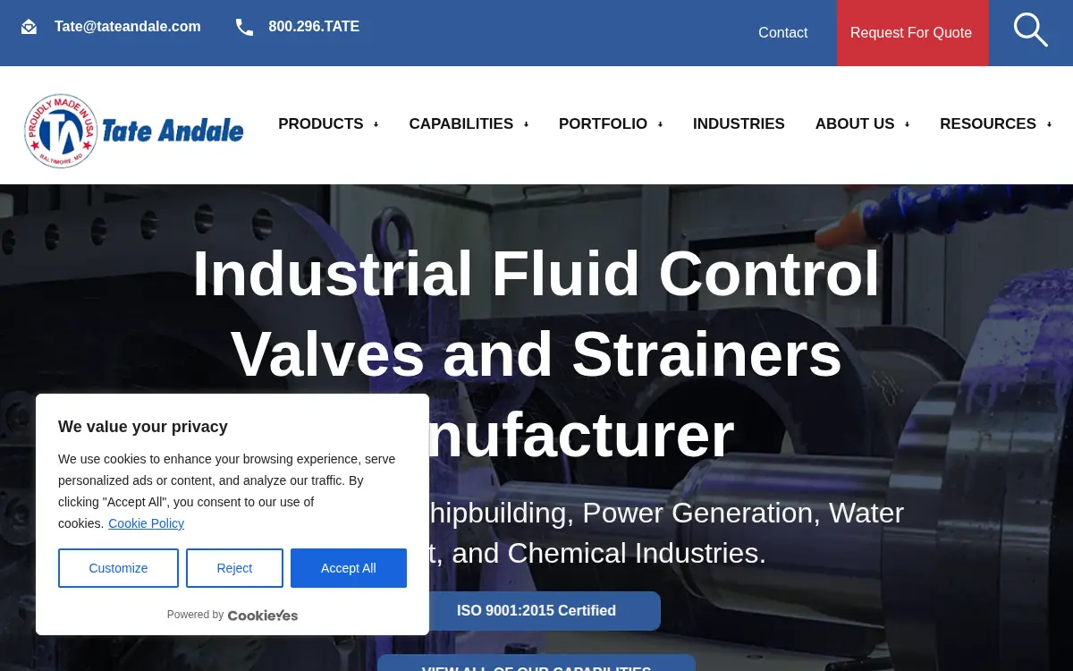 Homepage of Tate Andale, LLC