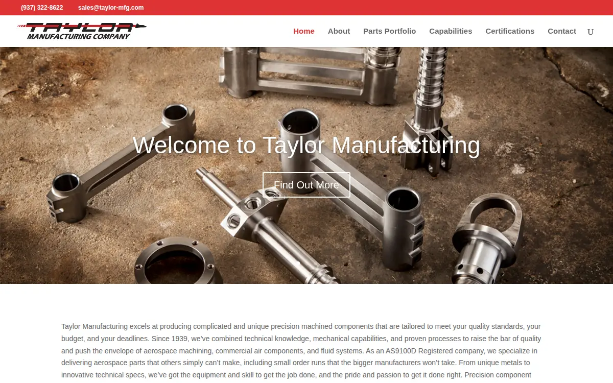 Homepage of Taylor Manufacturing CO INC