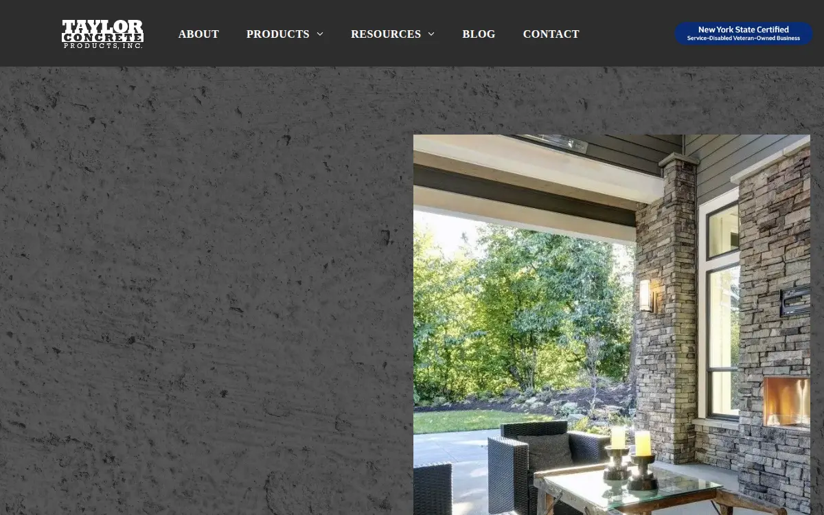Homepage of Taylor Concrete Products, INC.