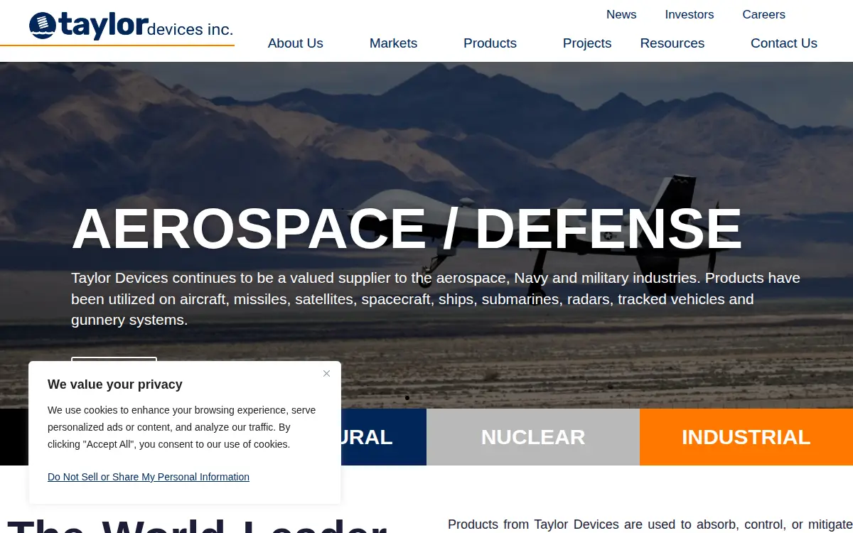 Homepage of Taylor Devices INC