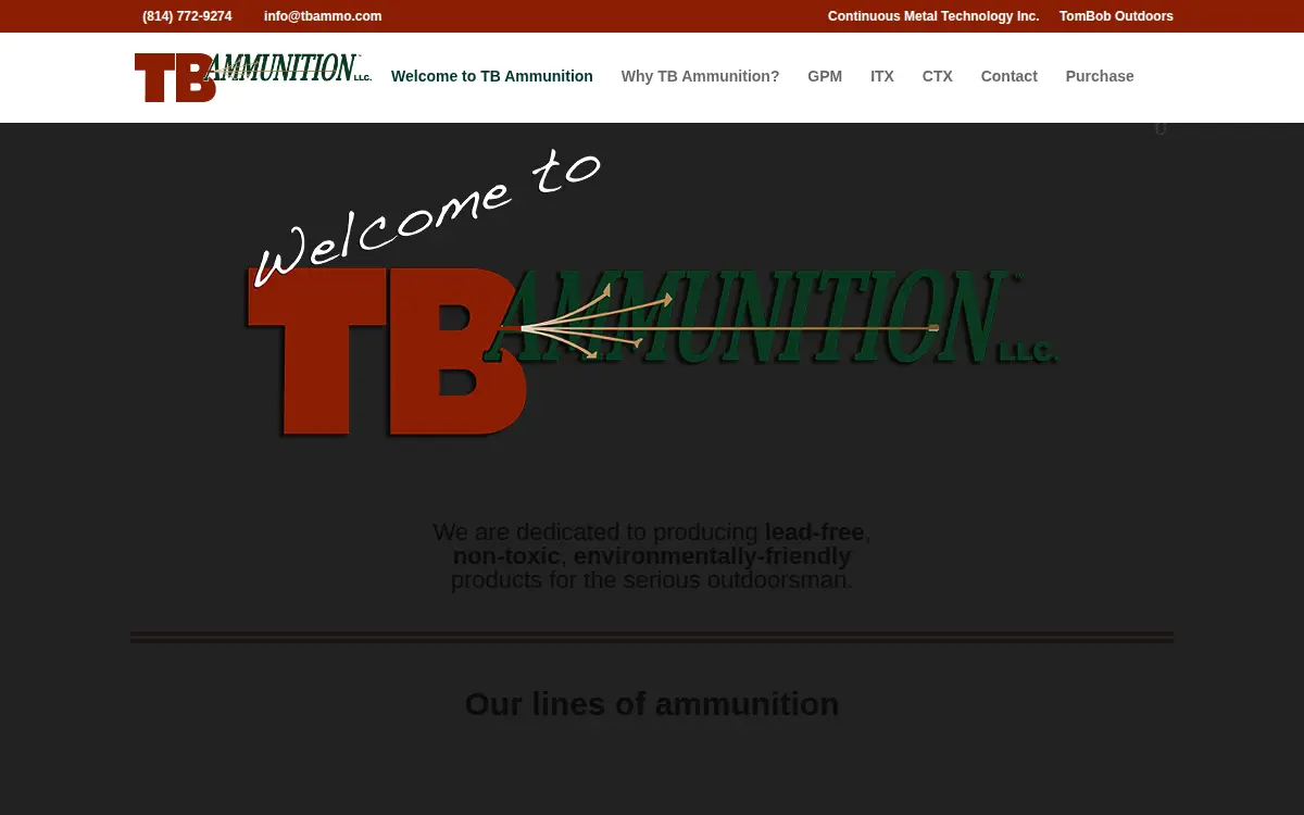 Homepage of Tb Ammunition LLC
