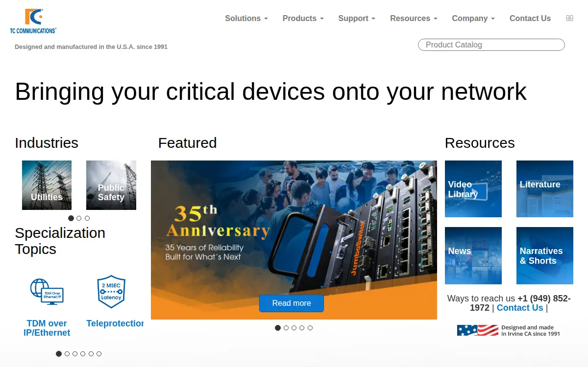 Homepage of Tc Communications, INC.
