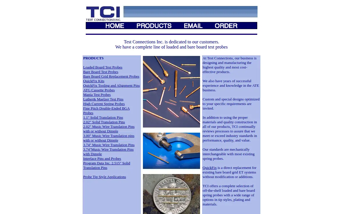 Homepage of Test Connections, INC.