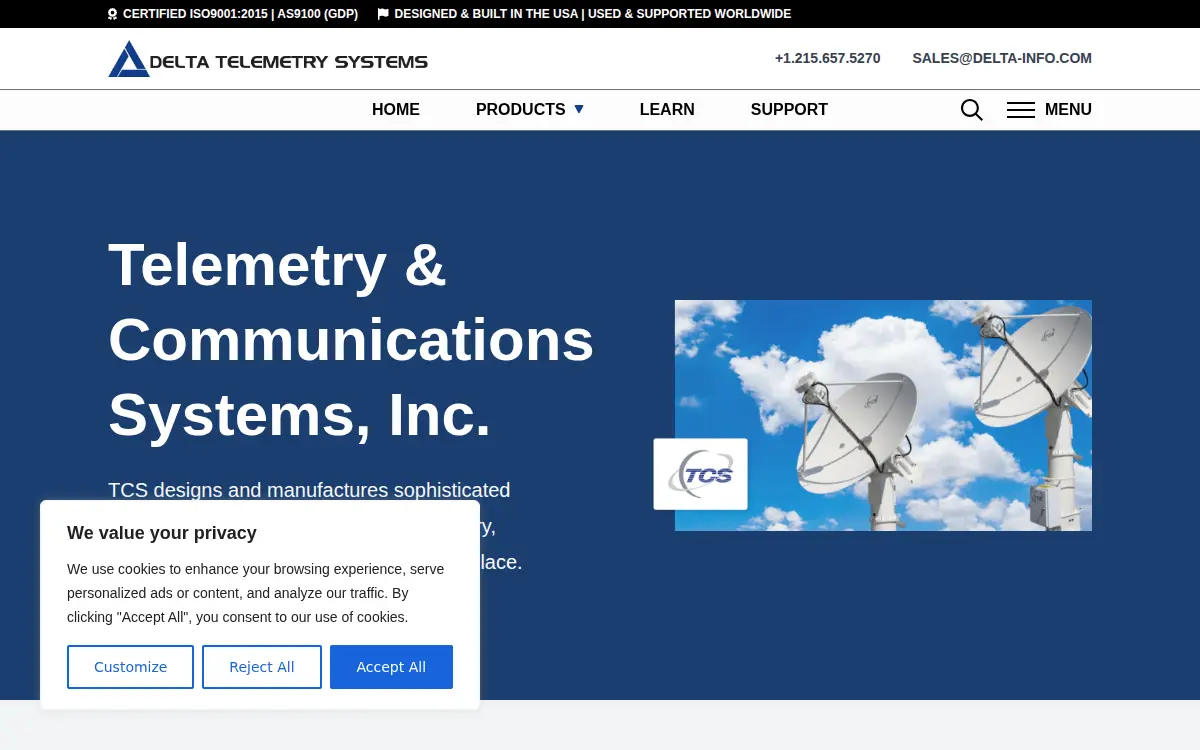Homepage of Telemetry & Communications Systems, INC.