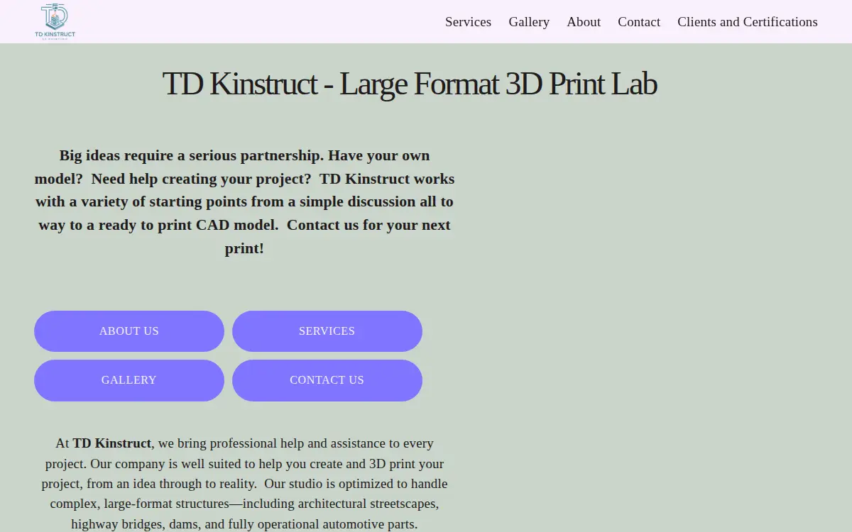 Homepage of Td Kinstruct LLC