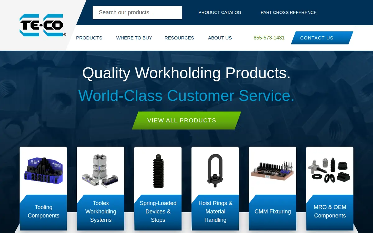 Homepage of Te-co Manufacturing LLC