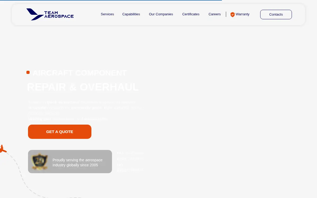 Homepage of Team Aerospace, INC
