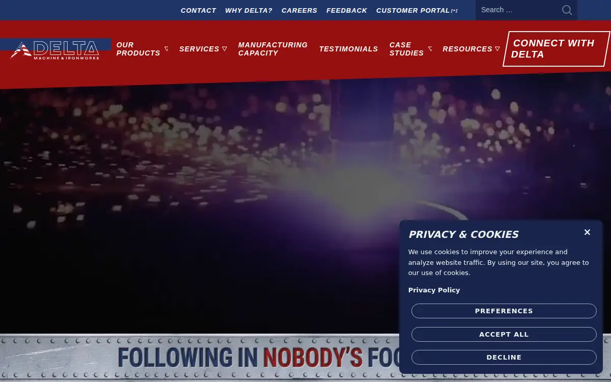 Homepage of Delta Machine & Ironworks, L.l.c.