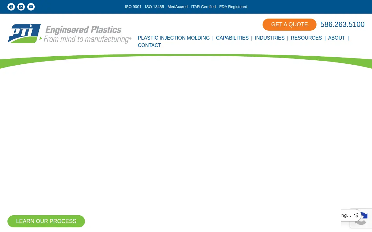 Homepage of Pti Engineered Plastics INC