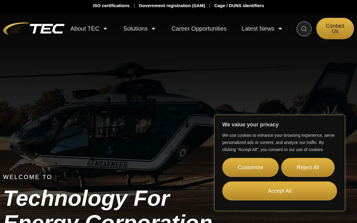 Homepage of Technology for Energy CORP