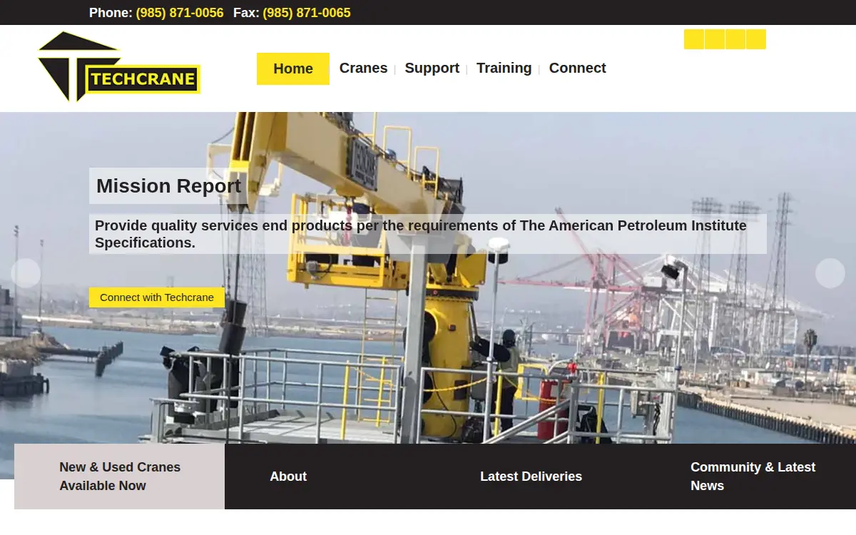 Homepage of Techcrane International LLC